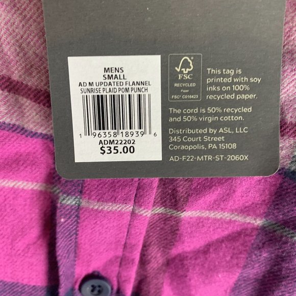 Alpine Design Flannel Shirt Men Small Pink Plaid Cotton Collar Long Sleeve 7023 - Picture 4 of 8